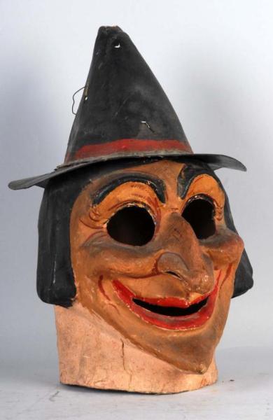 Appraisal: Large Paper Mache Halloween Witch Mask Description Great appearance Two