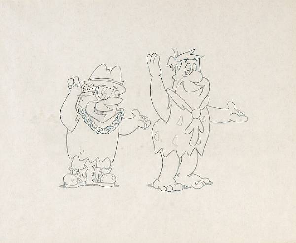 Appraisal: A Hanna-Barbera animation drawing from the television show Fred Flintstone