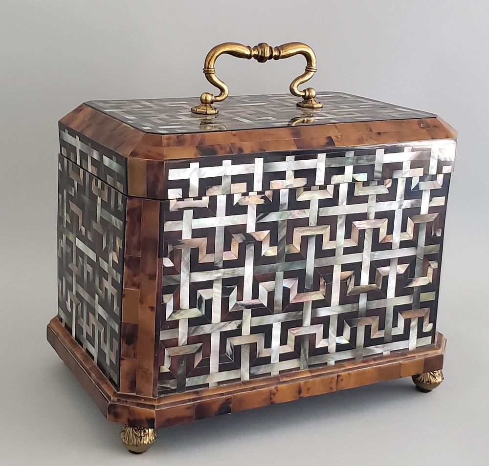 Appraisal: Maitland Smith Mother of Pearl Inlaid Caddy Box Maitland Smith