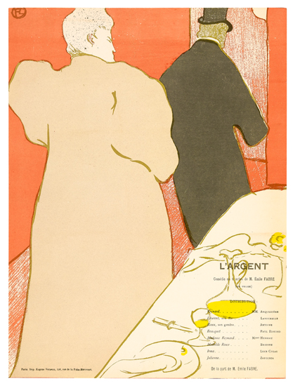 Appraisal: HENRI TOULOUSE-LAUTREC Programme pour L'Argent Color lithograph on cream wove