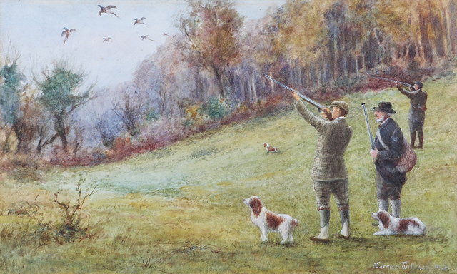 Appraisal: WARREN WILLIAMS - A pheasant shoot signed watercolour x cm