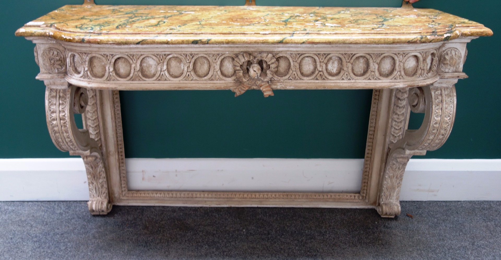 Appraisal: A th century console table the faux painted marble top