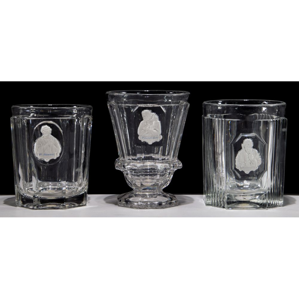 Appraisal: ATTRIBUTED TO BACCARAT SULPHIDE GLASS TUMBLERS items including various mold