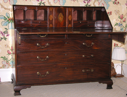 Appraisal: George III Mahogany Slant Front Desk with Ogee Feet Graduated