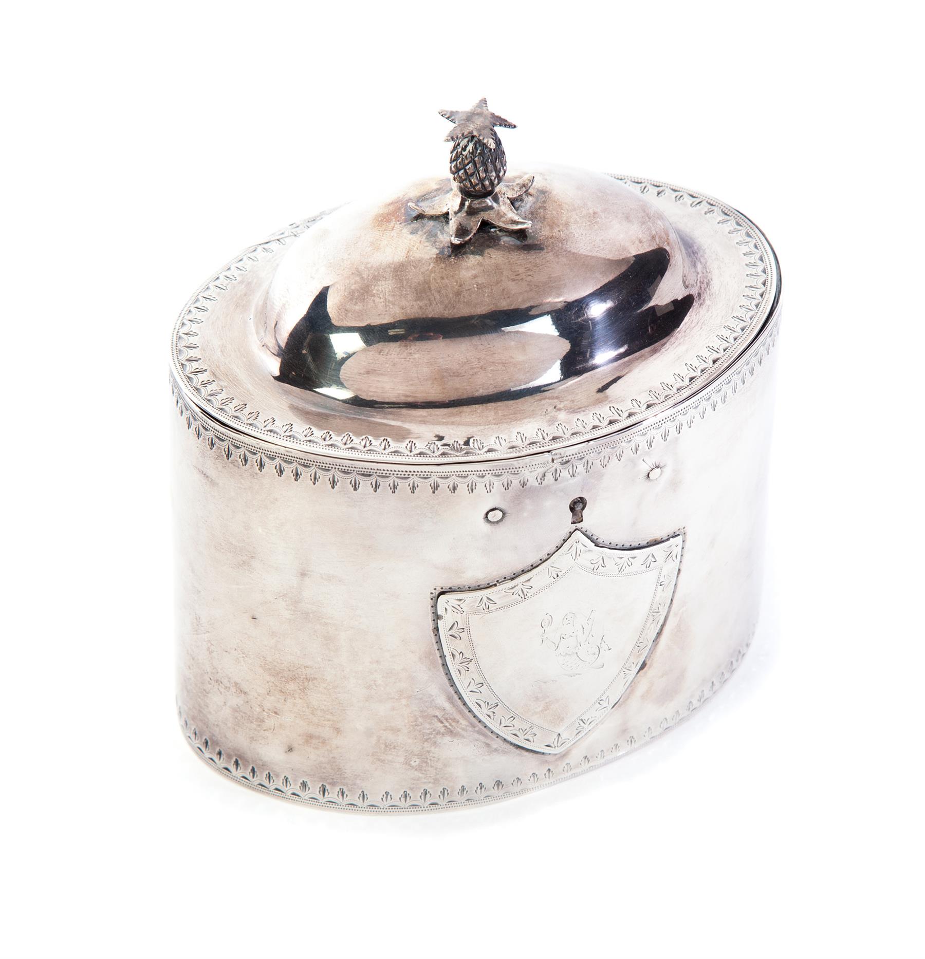 Appraisal: ENGLISH SILVER TEA CADDY London hallmarks for and Robert Hennell