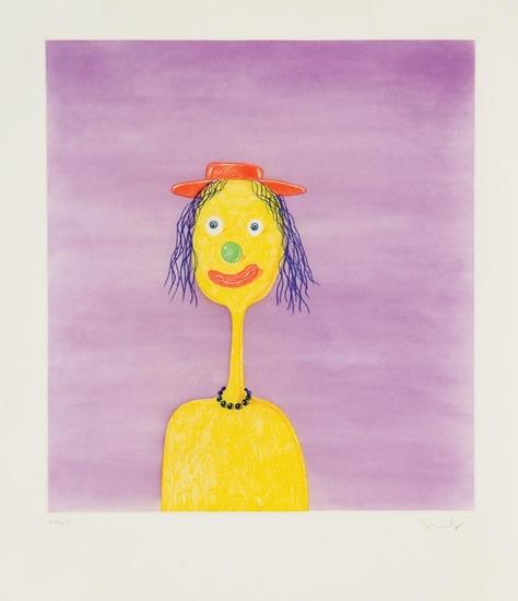 Appraisal: George Condo b clown soft-ground etching with aquatint printed in