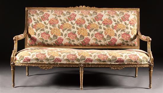 Appraisal: Louis XVI style carved giltwood upholstered settee late th early