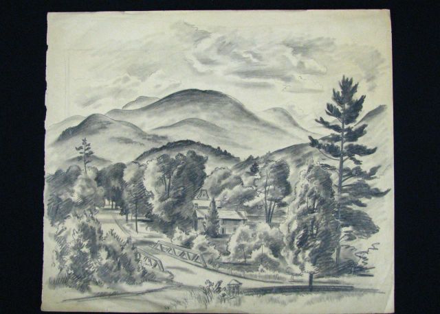 Appraisal: Edmund Brucker American - x graphite drawing estate stamp verso