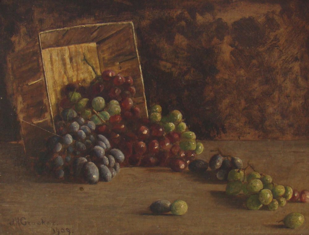 Appraisal: J H CROCKERAmerican Early th CenturyStill life with grapes spilling