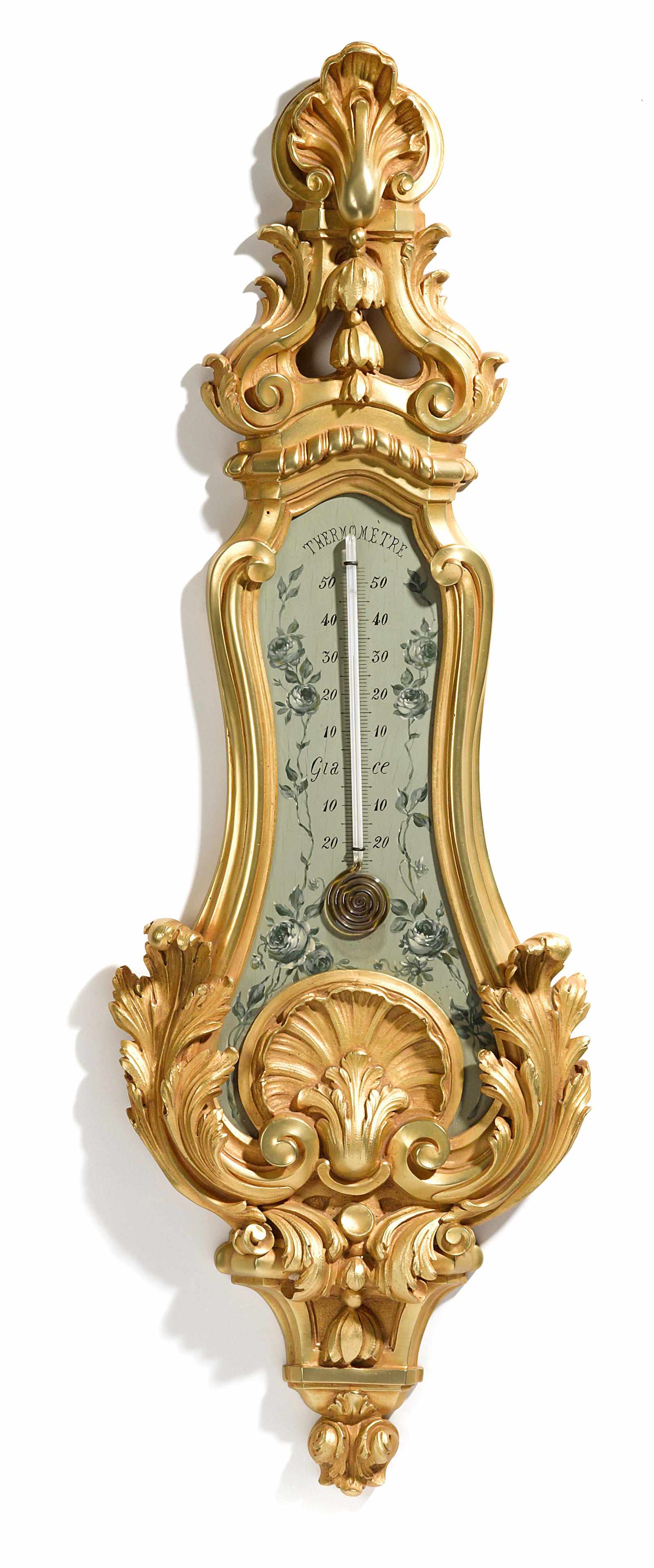 Appraisal: A Louis XV style gilt bronze thermometer late th early