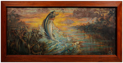 Appraisal: Sam Stoltz painting Florida - fish breaching water for a