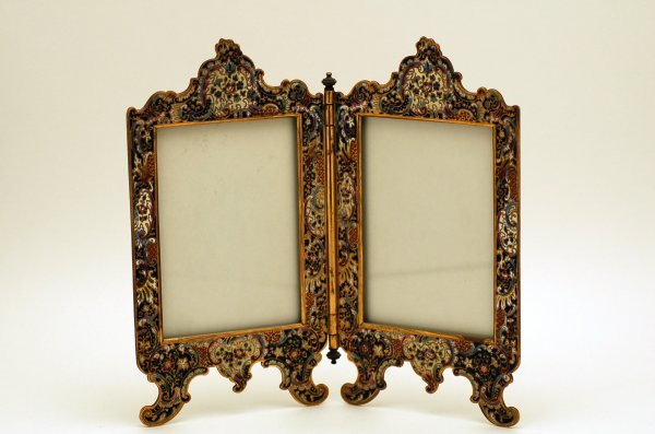 Appraisal: Brass and champleve double frame late th to early th