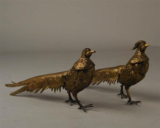 Appraisal: A Pair of Brass Figural Pheasants high long