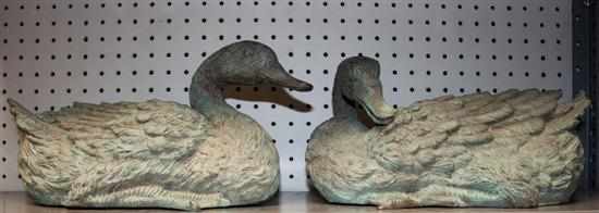 Appraisal: Pair of verdigris bronze duck figures Estimate - No condition