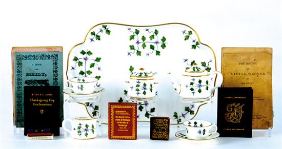 Appraisal: Miniature tea set and rare books Minton porcelain -piece tea