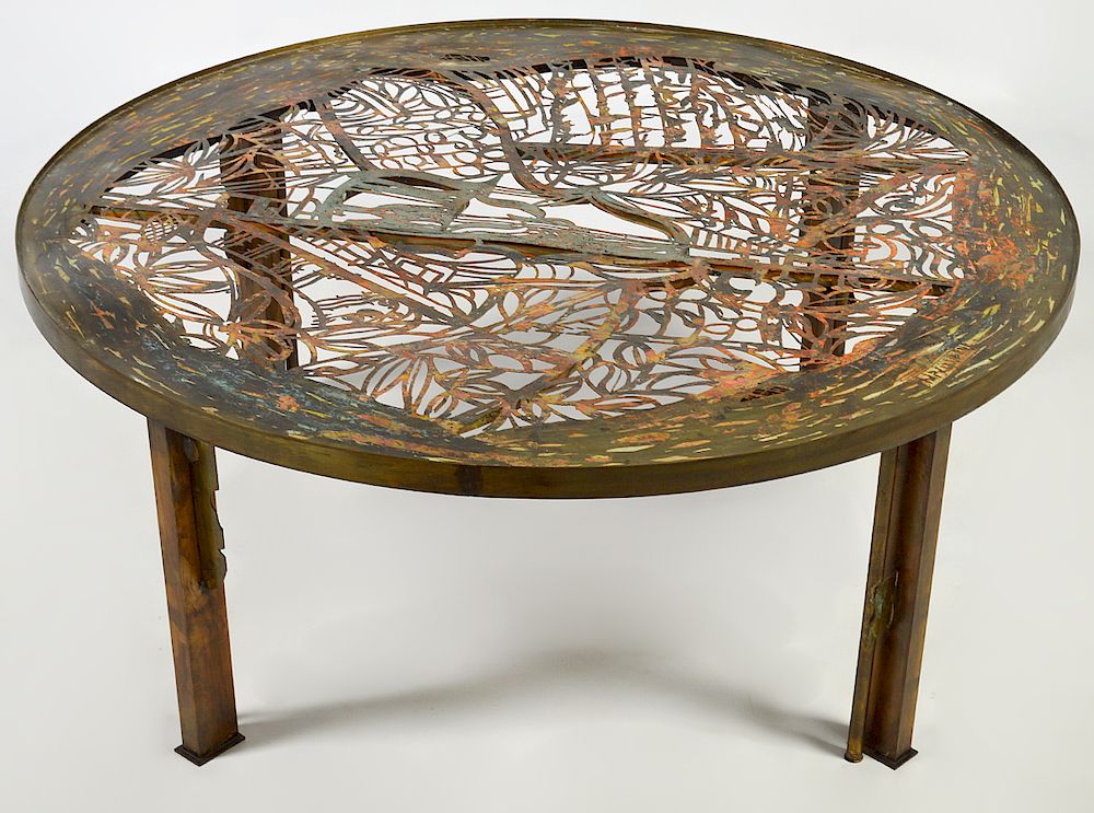 Appraisal: Philip Kelvin Laverne Reticulated Coffee Table Philip Kelvin Laverne American