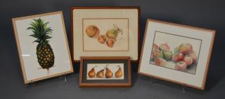 Appraisal: Four original watercolors of fruit Four original watercolors of fruit