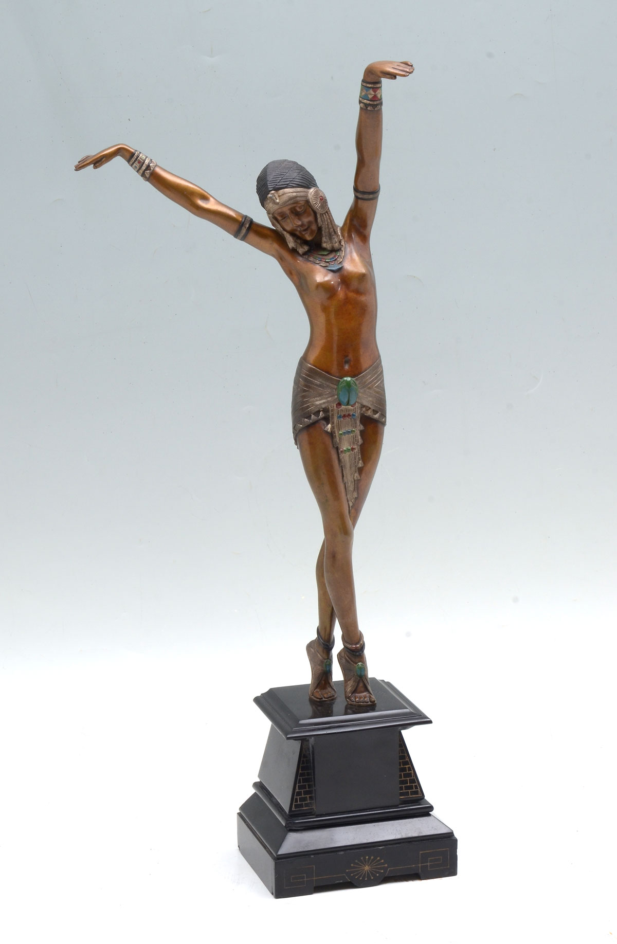 Appraisal: DECO EGYPTIAN BRONZE DANCER AFTER CHIPARUS '' in height affixed