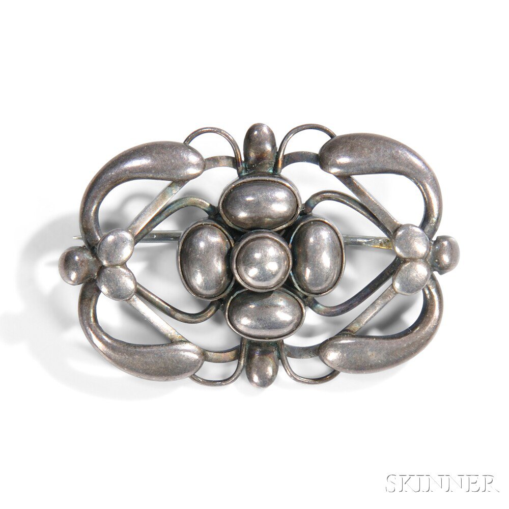 Appraisal: Georg Jensen Floral Brooch Sterling silver Denmark late th century