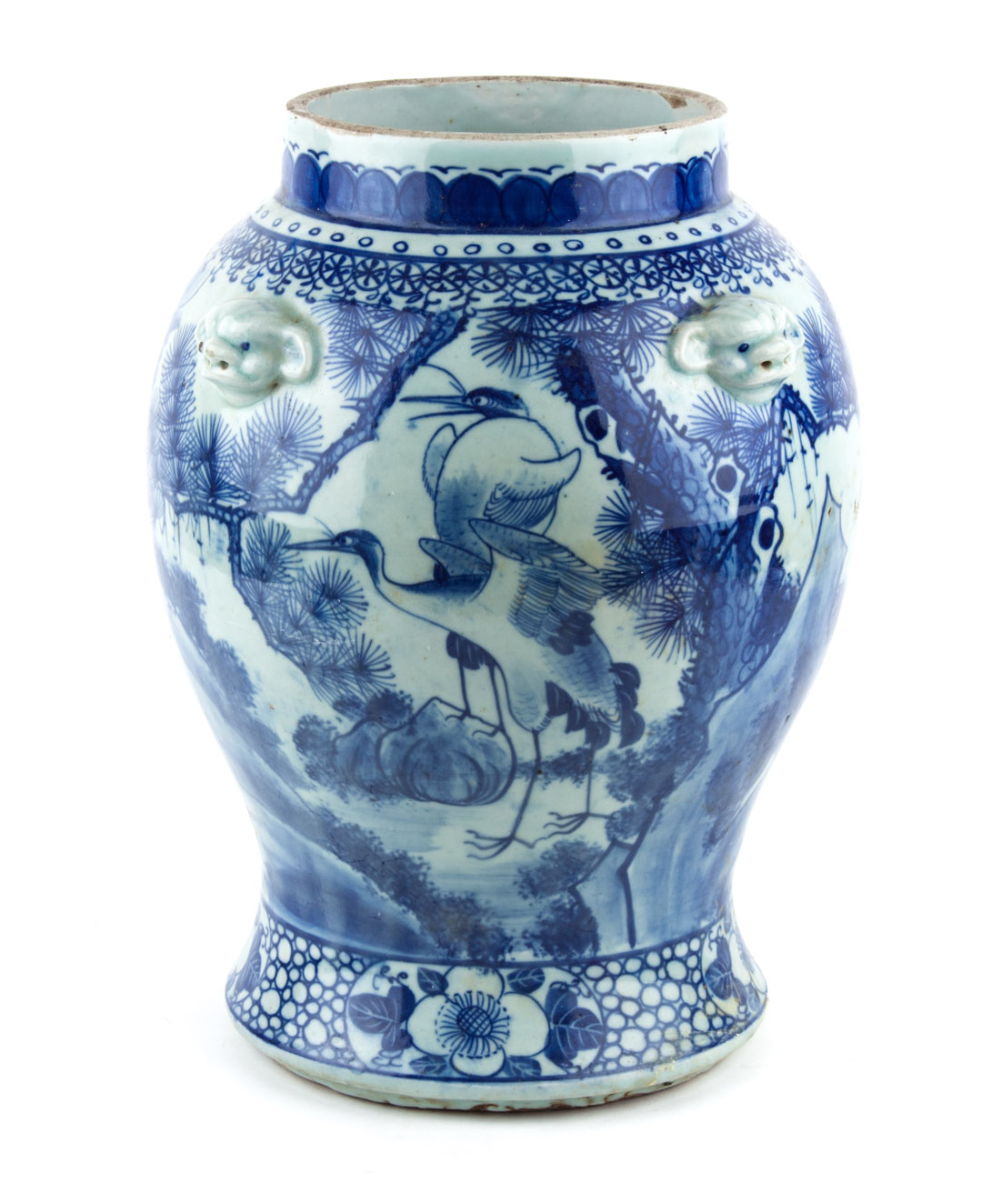 Appraisal: Chinese blue and white celadon porcelain jar celadon ground with