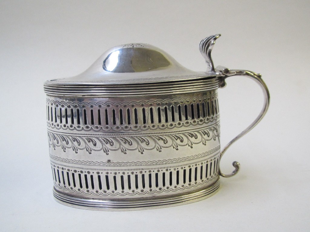 Appraisal: A George III silver oval mustard pot the domed cover