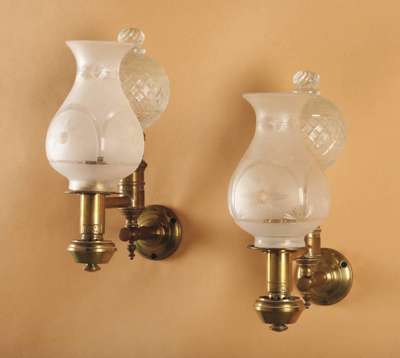 Appraisal: J I COX-NEW YORK PAIR OF ARGAND WALL SCONCES WITH