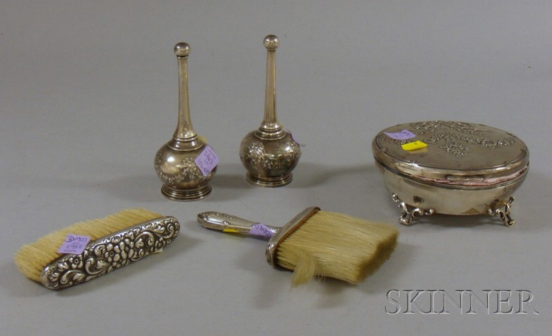 Appraisal: Five Sterling Silver Dresser Items Dominick Haff Bigelow and Kennard