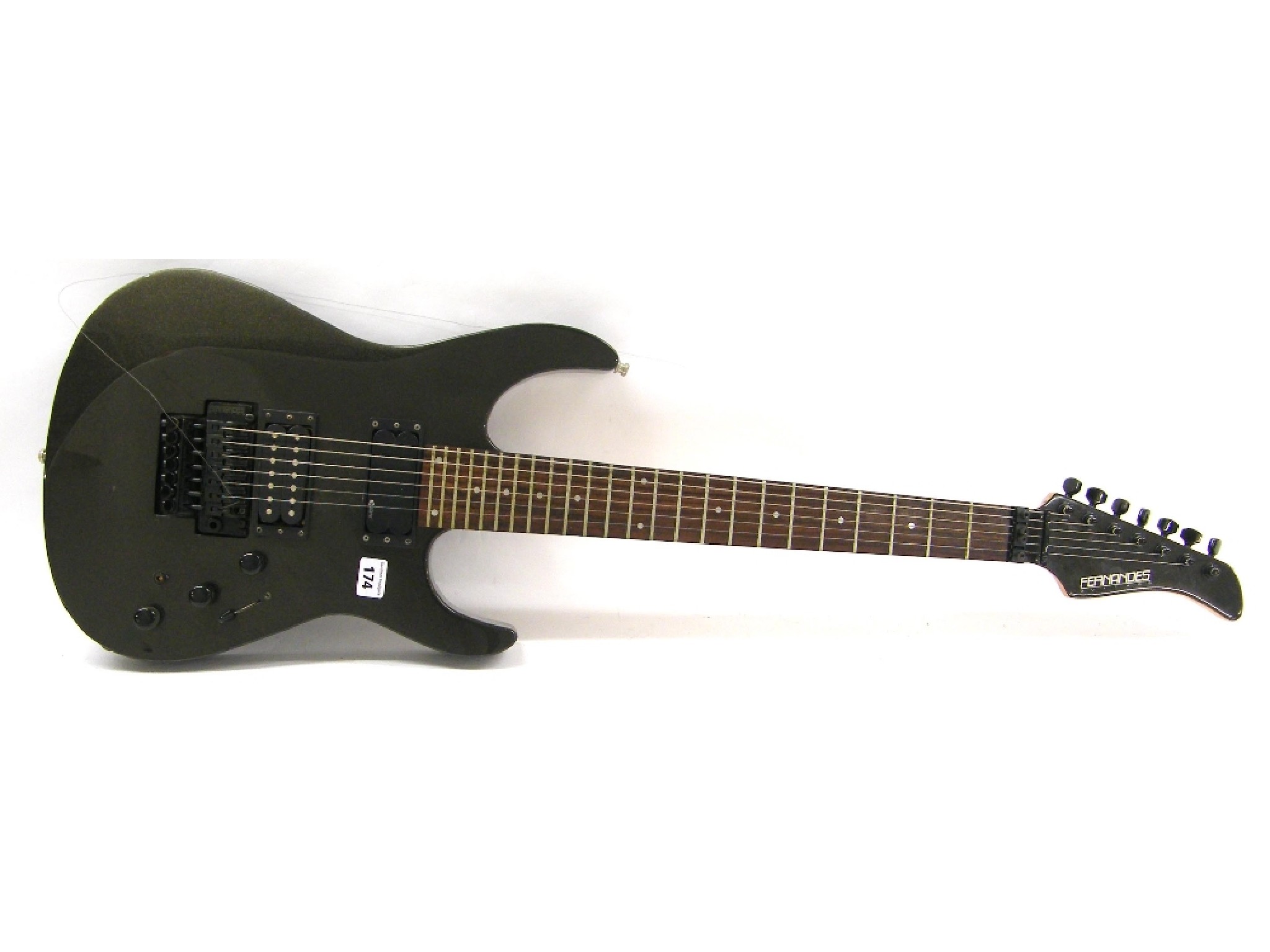 Appraisal: Fernandez seven string electric guitar metallic black finish with some