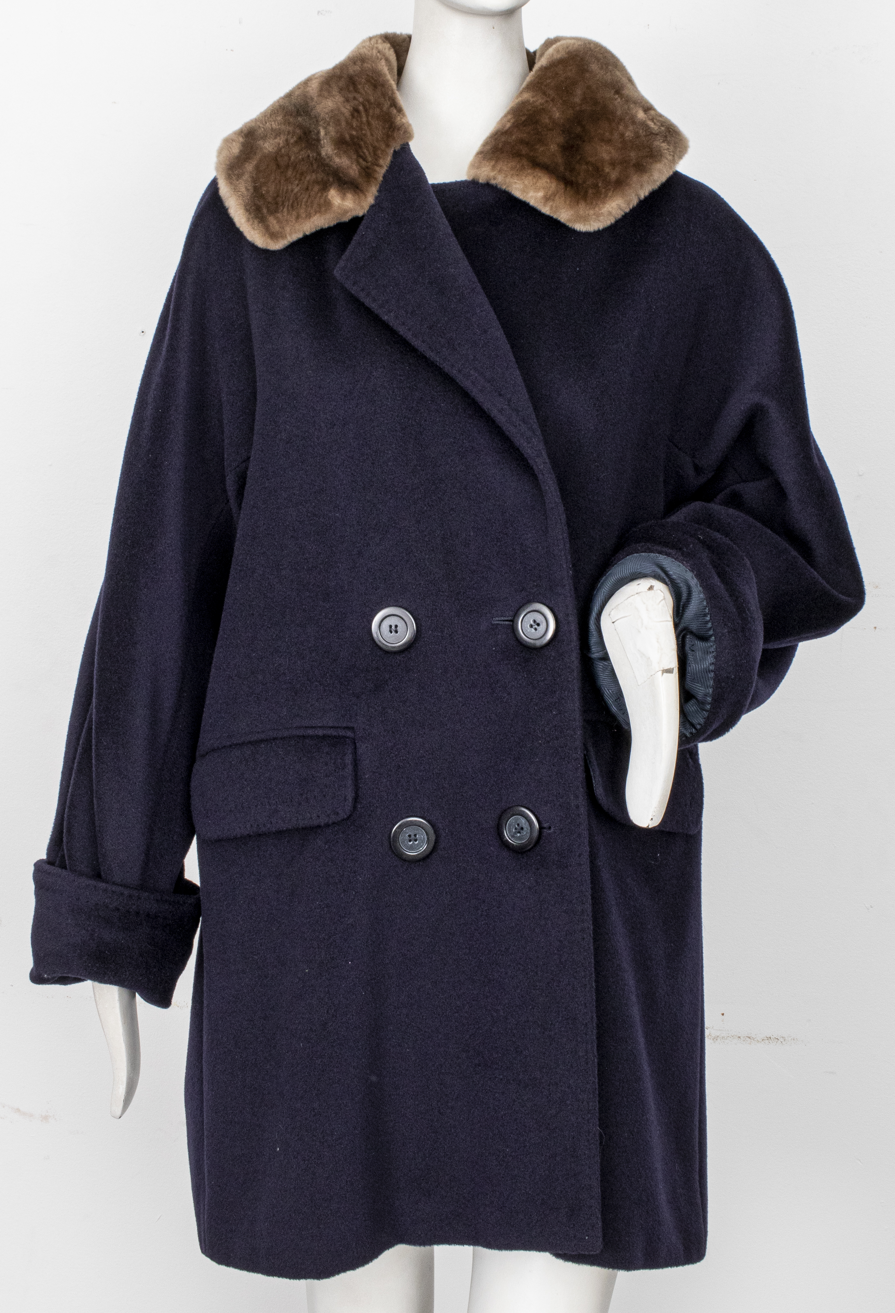 Appraisal: MAX MARA WOOL CASHMERE AND SHEARED FUR COAT Max Mara