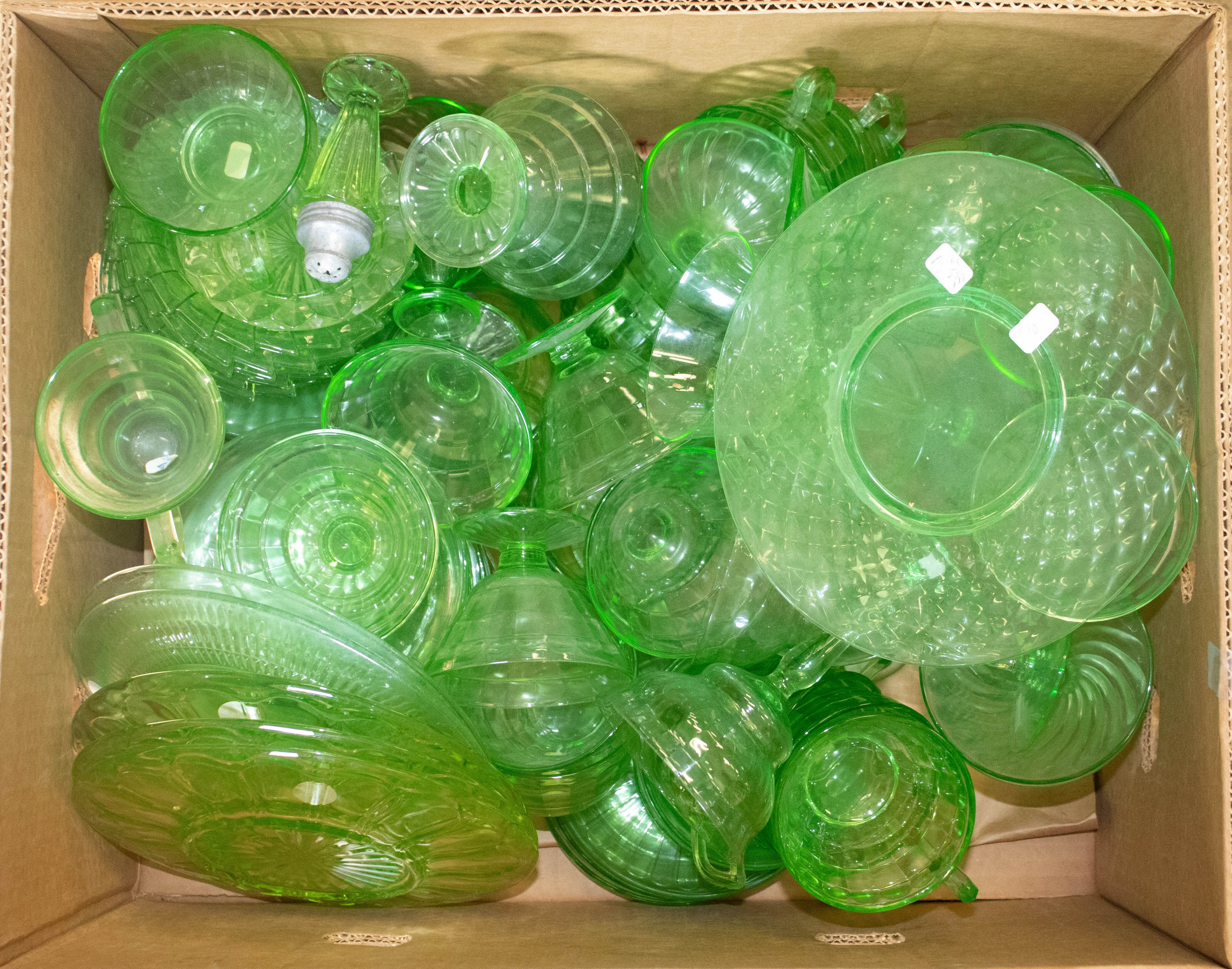 Appraisal: Pcs assembled set of green Depression glass dinnerware including plates