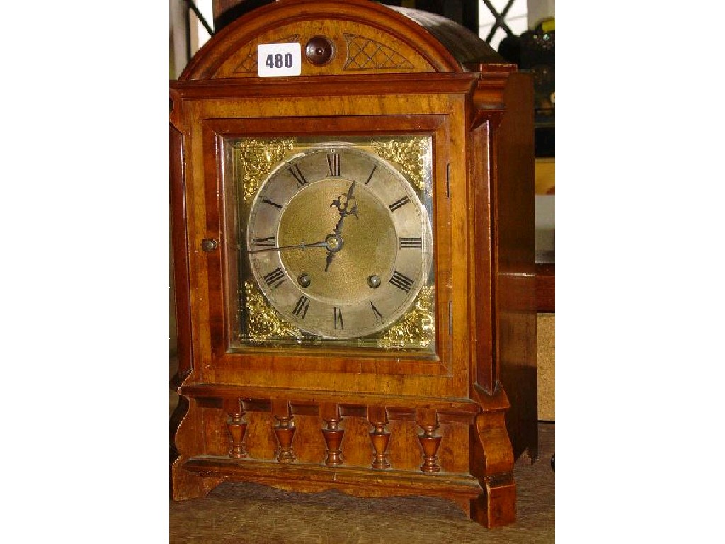 Appraisal: A late th century walnut bracket clock enclosing a square