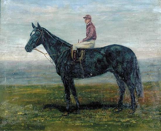 Appraisal: B Hall British early th century JOCKEY ON HORSEoil on