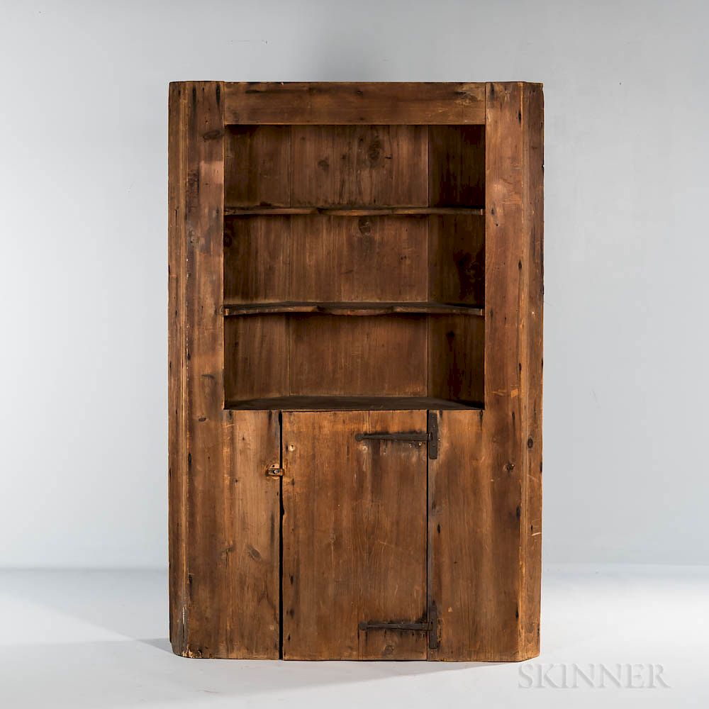 Appraisal: Pine Corner Cupboard Pine Corner Cupboard New England late th