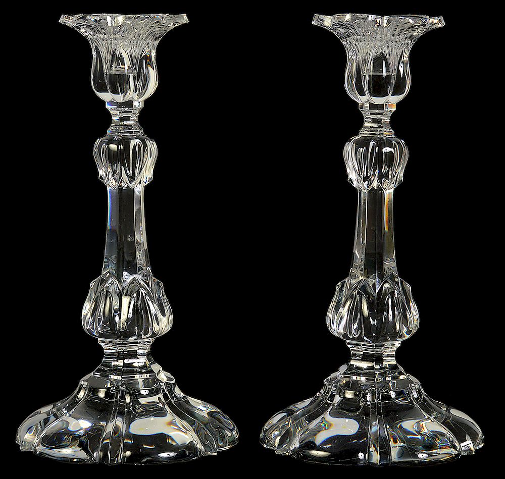 Appraisal: Pr of Baccarat Crystal Candlesticks Pair of crystal Baccarat candlesticks