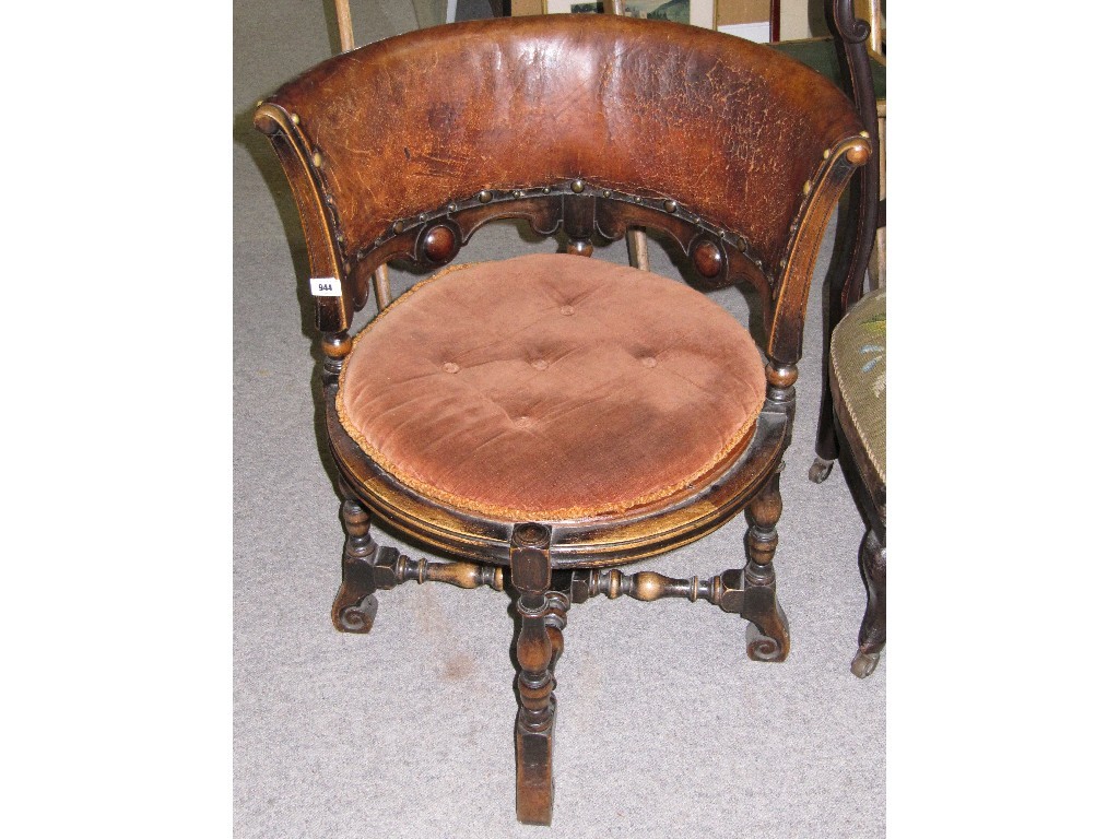 Appraisal: Leather upholstered tub chair