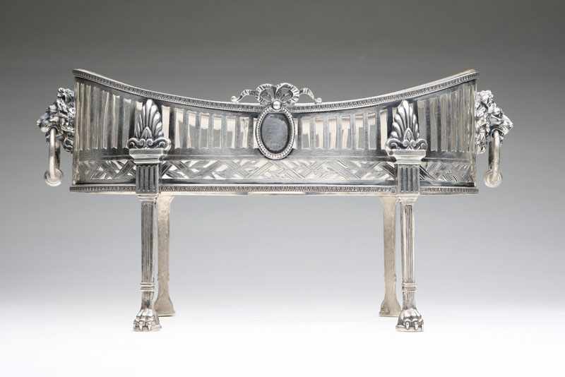 Appraisal: A Polish Neoclassic style silver and cut glass standing center