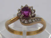 Appraisal: A carat gold ruby and diamond ring ruby approx x