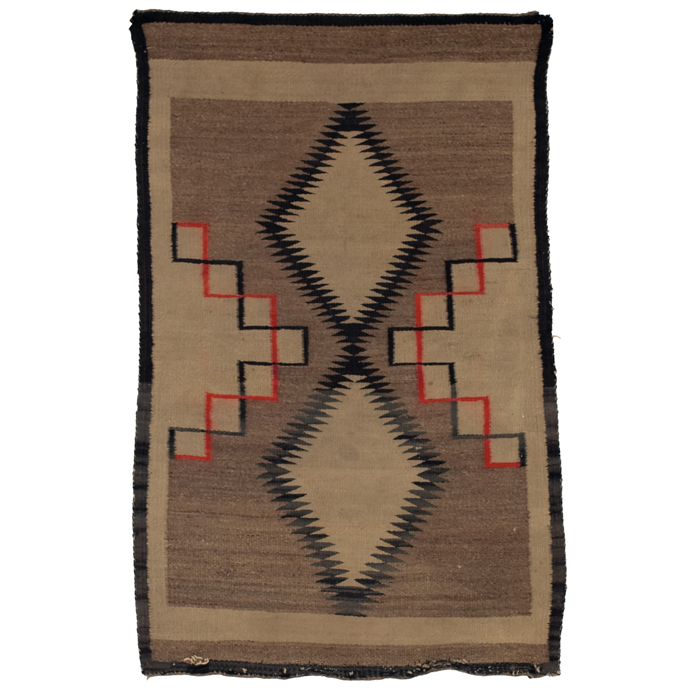 Appraisal: Native American rugs two geometric designs wear minor holes staining