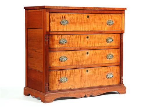 Appraisal: CHEST OF DRAWERS Cherry and curly maple one large over