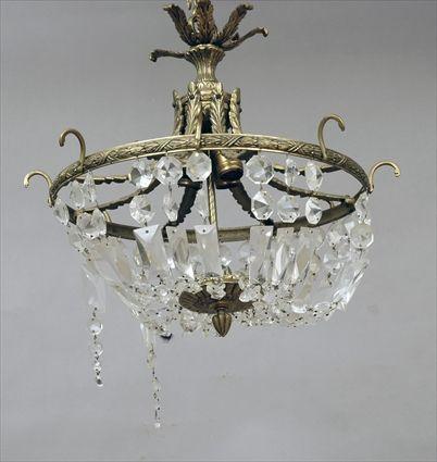 Appraisal: Neoclassical-Style Brass and Cut-Glass Chandelier Approx in in diam