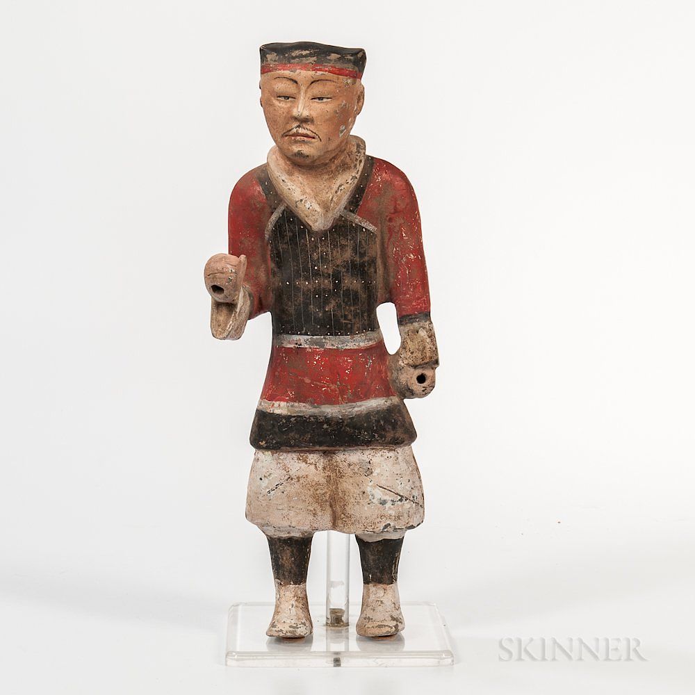 Appraisal: Tomb Pottery Warrior Tomb Pottery Warrior China standing with hands