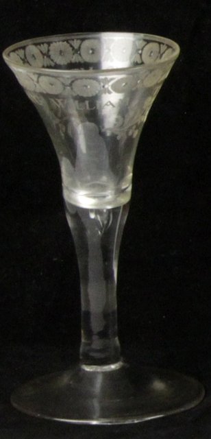 Appraisal: An early th Century wine glass the border etched flower