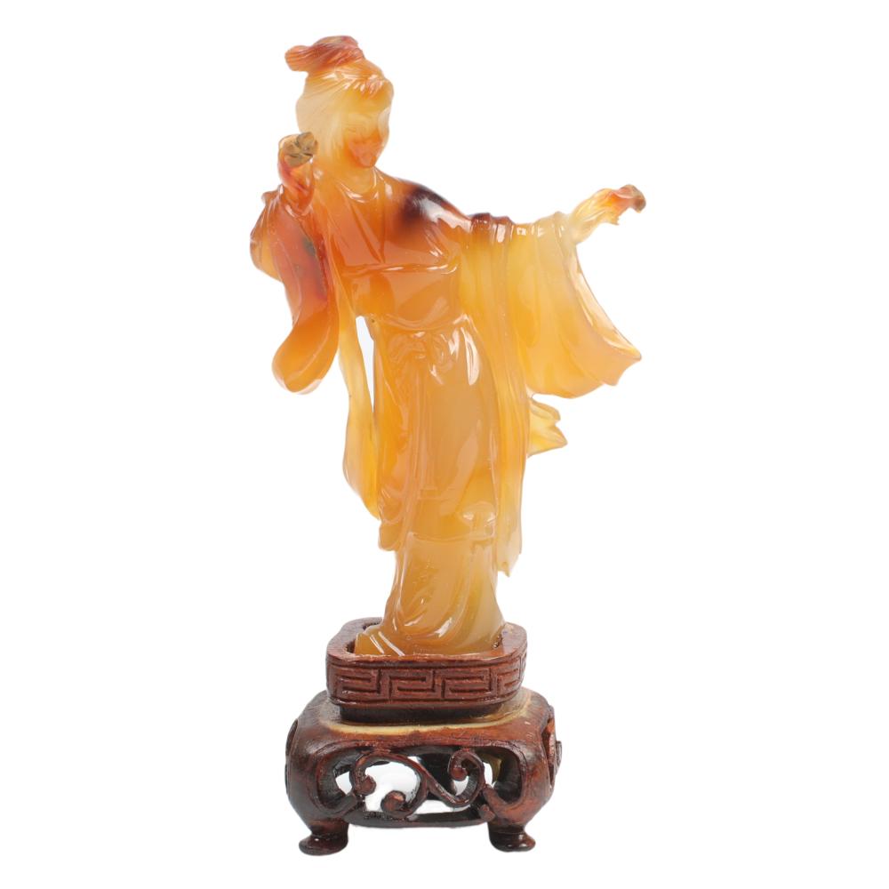 Appraisal: CHINESE CARNELIAN AGATE OR ORANGE JADE CARVED FIGURE OF A