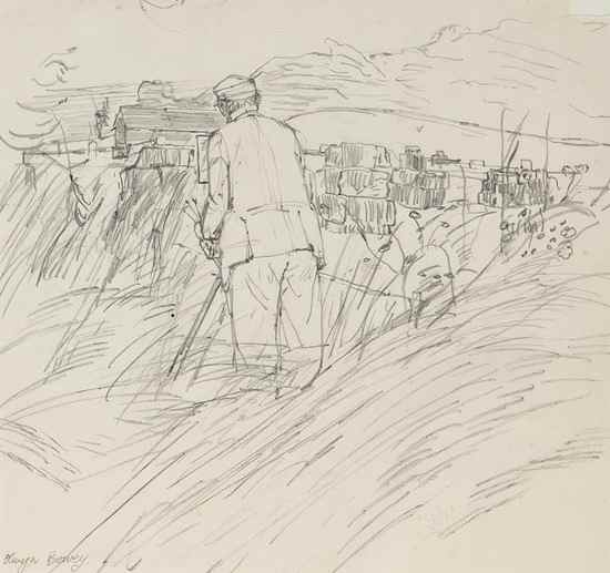 Appraisal: Olwyn Bowey RA b A man surveying a town pencil