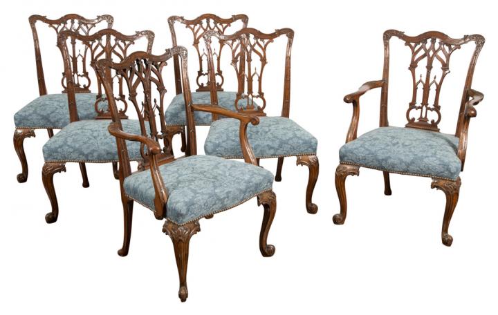 Appraisal: Set of Six George III Style Mahogany Dining Chairs Including