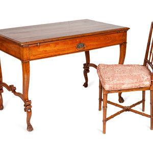 Appraisal: A Continental Fruitwood Writing Table th Century with a one