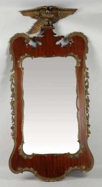 Appraisal: Vintage Mahogany Mirror with Eagle on Top Description Circa Several