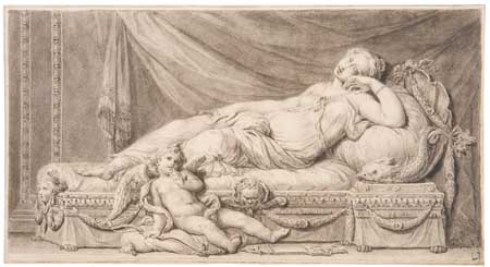 Appraisal: ITALIAN SCHOOL th-century Reclining Venus and Cupid Brush and gray