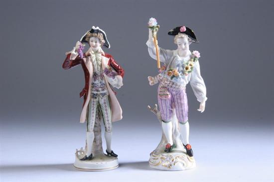 Appraisal: TWO GERMAN PORCELAIN FIGURES th century One a young May-pole