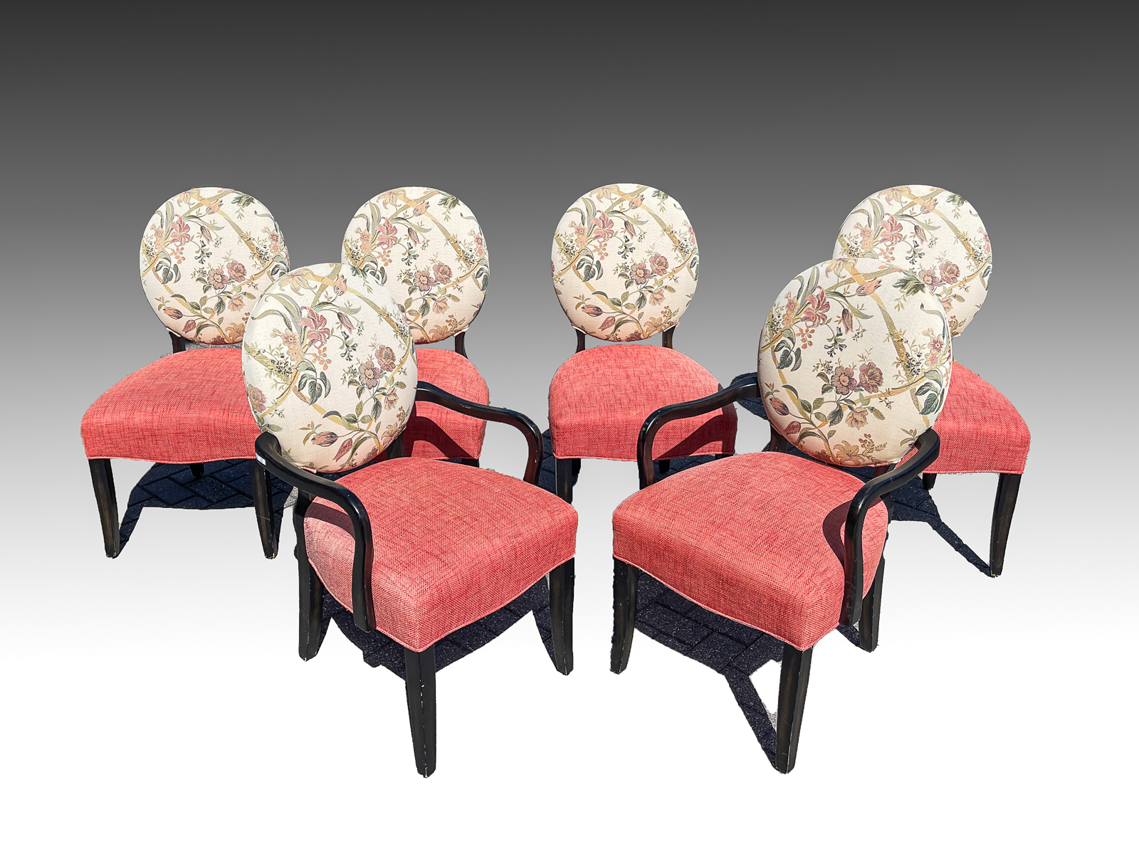 Appraisal: CONTEMPORARY UPHOLSTERED DINING CHAIRS Comprising - Armchairs - Side chairs